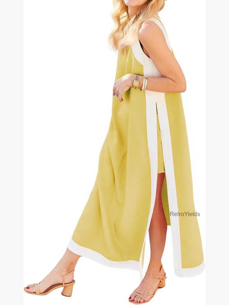 Boho 2 Piece Maxi Dress Set Shorts With Pockets Sleeveless